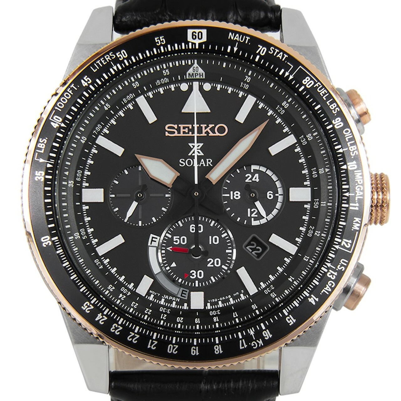 Seiko SSC611P1 Prospex Solar Powered Chronograph Black Leather Strap Men's Watch