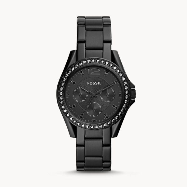 Fossil Riley Stainless Steel Crystal Multifunction ES4519 Black Women's Quartz Watch