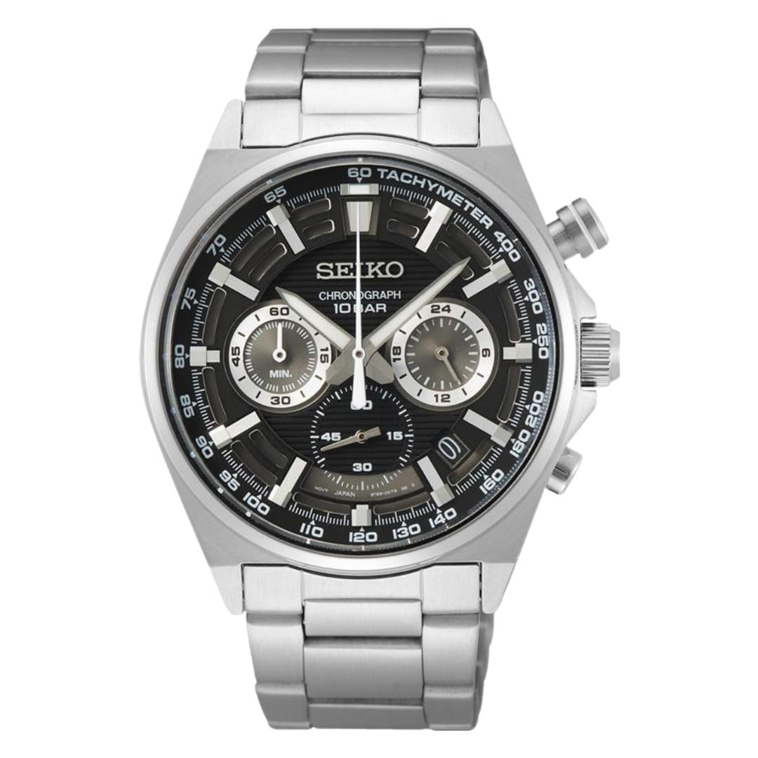 Seiko 5 SSB397P1 Black Chronograph Stainless Steel Quartz Men’s Watch